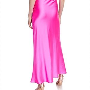 Bias-Cut Satin Maxi Skirt in Vibrant Pink